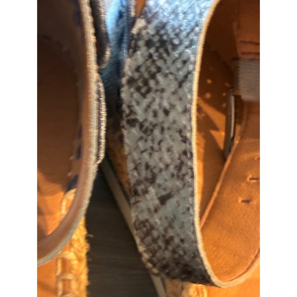 Crown Vintage Blue Suede Floral Embroidered Espadrille Ankle Strap Flats 8.5 - Picture 5 of 11